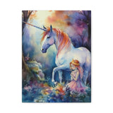 Unicorn with Fairy Girl in Woods