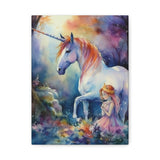 Unicorn with Fairy Girl in Woods