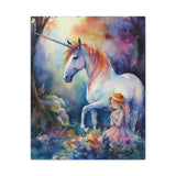 Unicorn with Fairy Girl in Woods