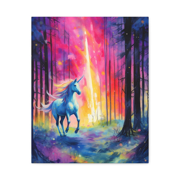 Unicorn Running in the Woods