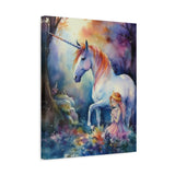 Unicorn with Fairy Girl in Woods