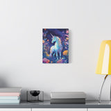 Unicorn in Magical Blue Forest with Flowers