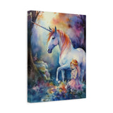 Unicorn with Fairy Girl in Woods