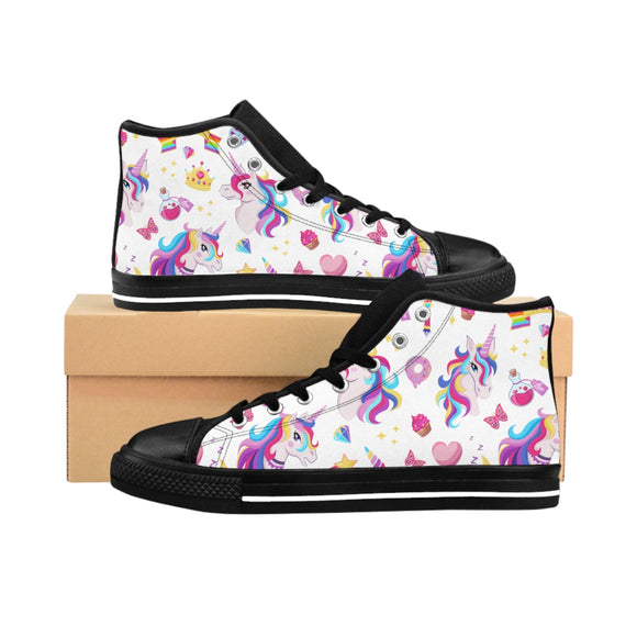 Women's Unicorn Print High-top Sneakers