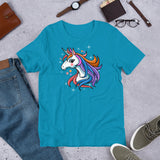 Unicorn with Orange, Purple, Blue and Pink Mane