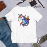 Unicorn with Orange, Purple, Blue and Pink Mane