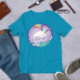 Narwhal In Ocean with Rainbow Horn