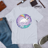 Narwhal In Ocean with Rainbow Horn