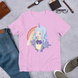 Anime Unicorn Girl in front of Rainbow