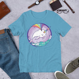 Narwhal In Ocean with Rainbow Horn