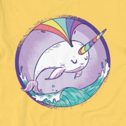 Narwhal In Ocean with Rainbow Horn