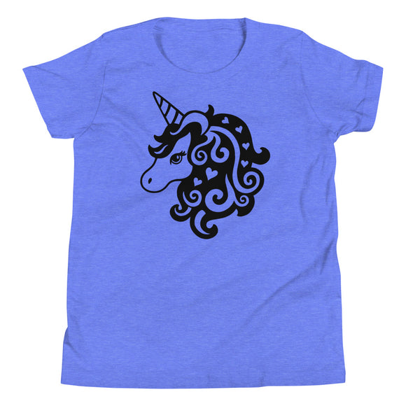 Youth Unicorn with Swirls and Hearts